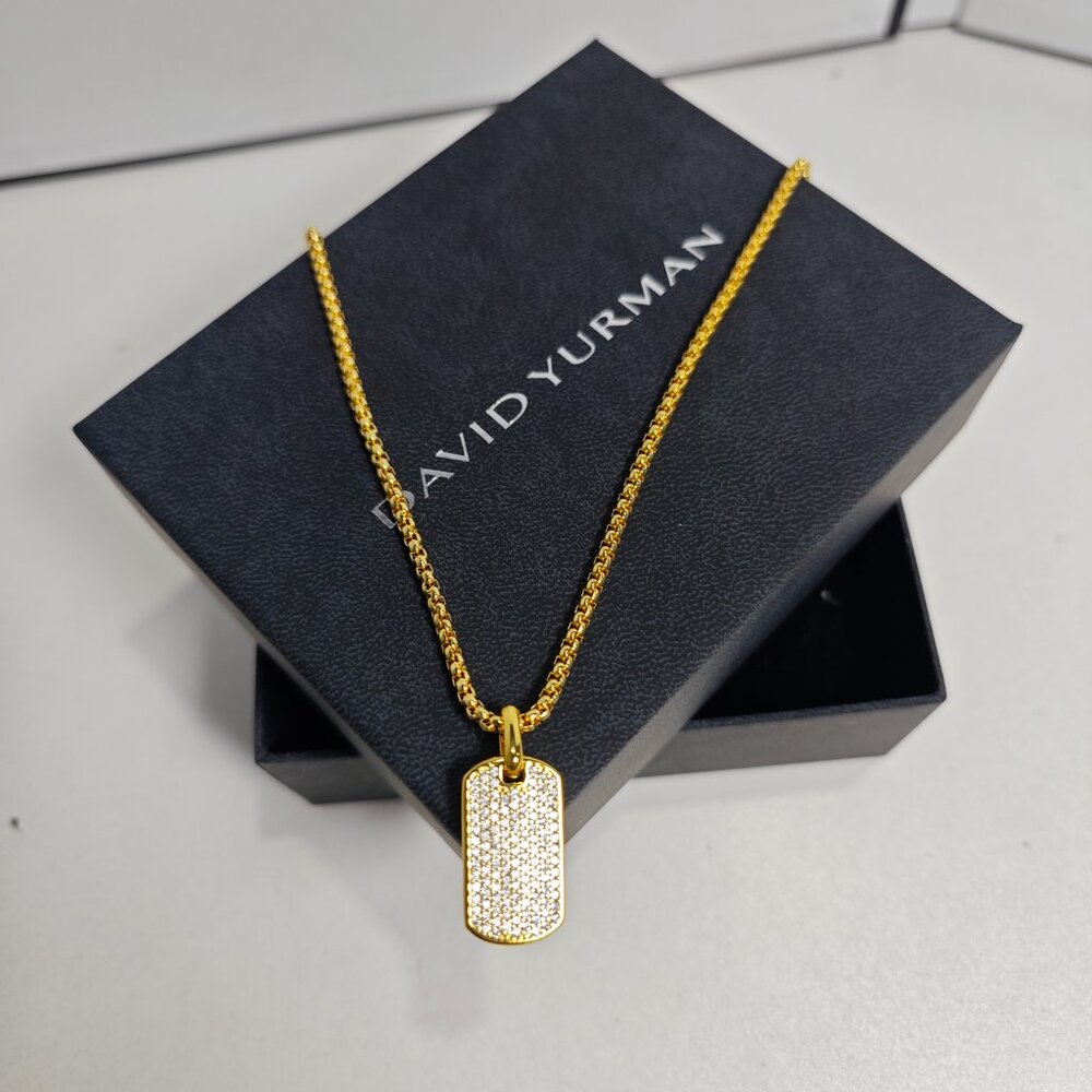 David Yurman Full-Diamond Rectangular Pendant Nec… - image 2